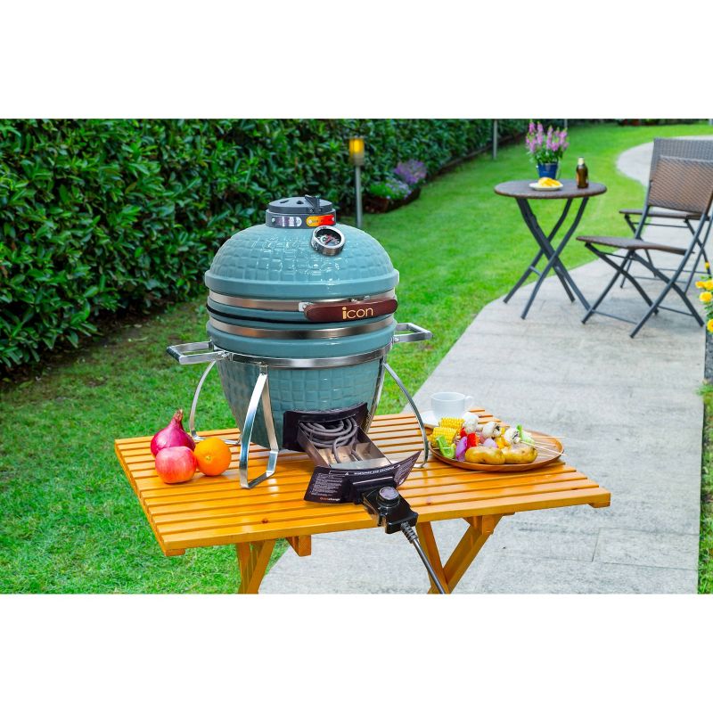 Vision I-CON 101 Electric and Charcoal Kamado Grill - Teal