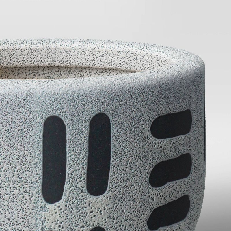 8" Earthenware Ceramic Planter Striped Gray - Project 62™