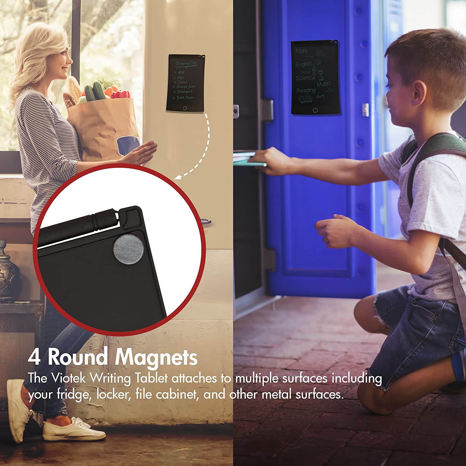 Viotek EWriter Writing Tablet - 8.5&rdquo; Writing Surface with Viotek Eye-Guard Technology, Comes with Stylus and Stylus Holder, Lightweight, Green Ink Markings, 4 Magnets  - LCD Drawing Tablet