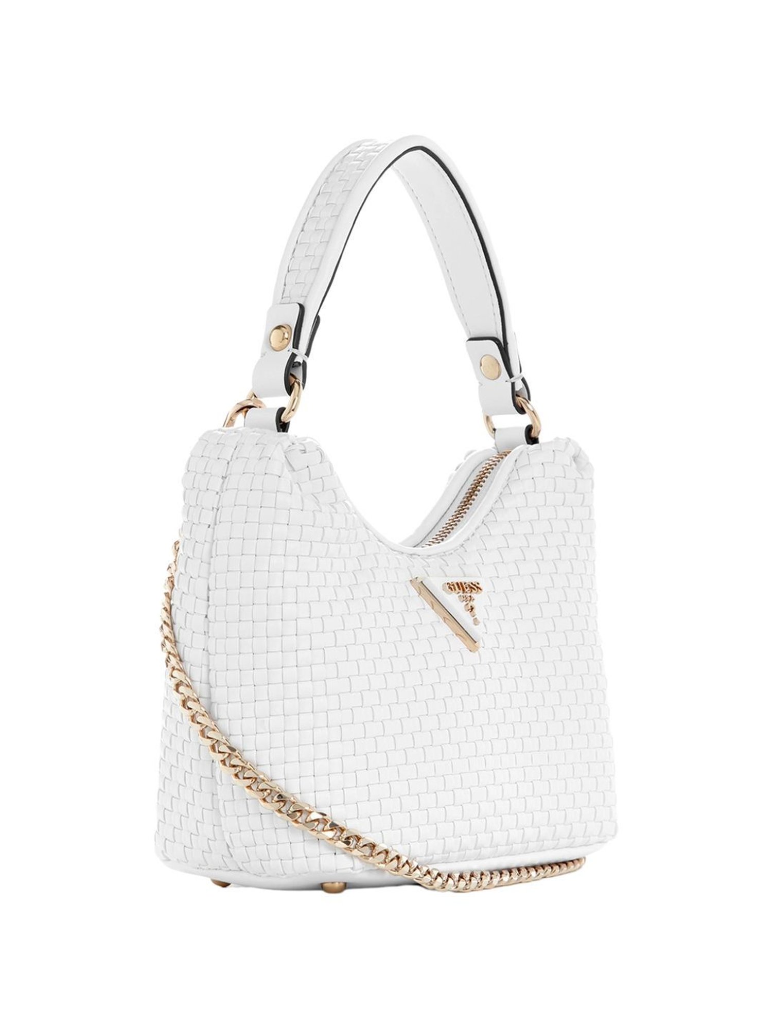 Guess White Textured Hobo Handbag
