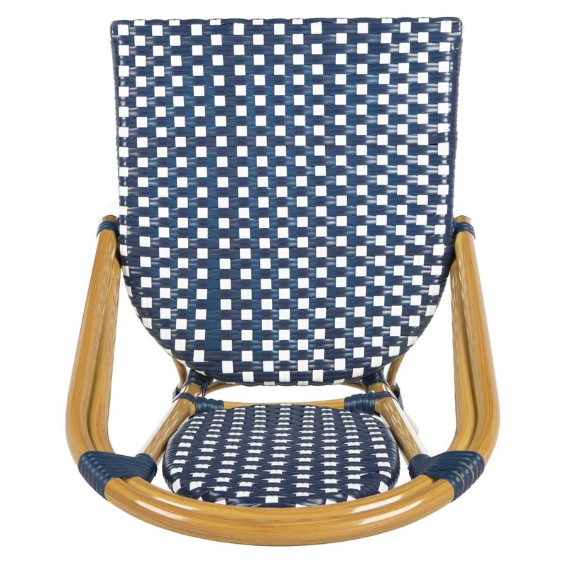 Lenda 2pk French Stackable Bistro Accent Chair - Navy/White/Brown Frame - Safavieh