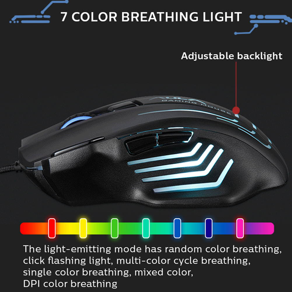 AULA F810 RGB Backlit Mouse 7 Buttons Macro Programmable 6400 DPI Hollow Ergonomic Optical Wired Gaming Mouse for PC Computer Desktop Laptop