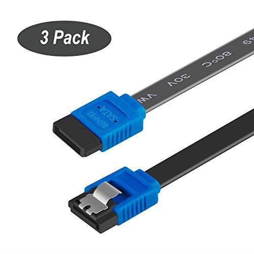 sata cable iii, benfei 3 pack sata cable iii 6gbps straight hdd sdd data cable with locking latch 18 inch for sata hdd, ssd, cd driver, cd writer