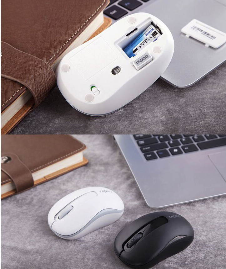 Rapoo M217 White Ergonomic Design Silent Wireless Mouse for Home and Office, Plug, and Use, High Compatibility, Support PC and Laptop, Game-based Chip, Shipped With Big Mouse Pad