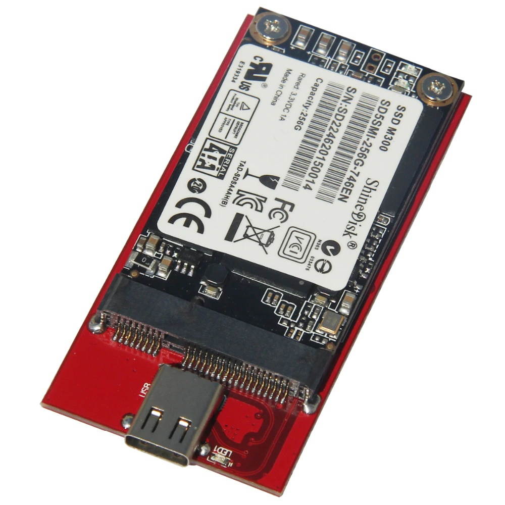 10Gb/s USB 3.1 Type-C to mSATA SSD Enclosure USB-C to mini SATA Hard Disk adapter External HDD Mobile Box