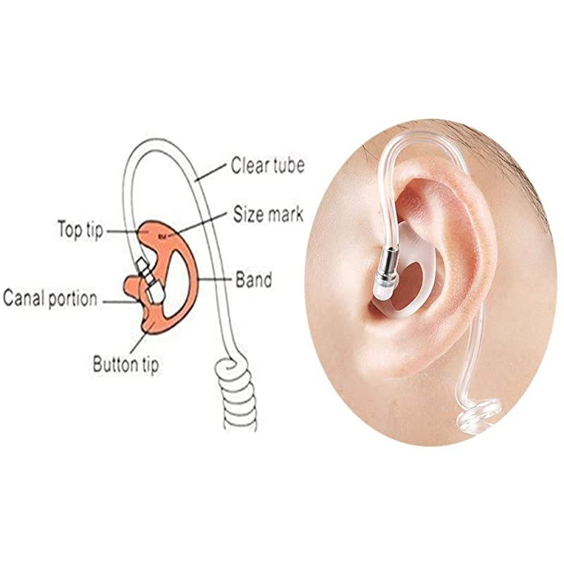 Ear Mold Earmold Earbud for Two Way Raido Earpiece Air Acoustic Coil Tube Audio Insert Kits 2 PairsLarge