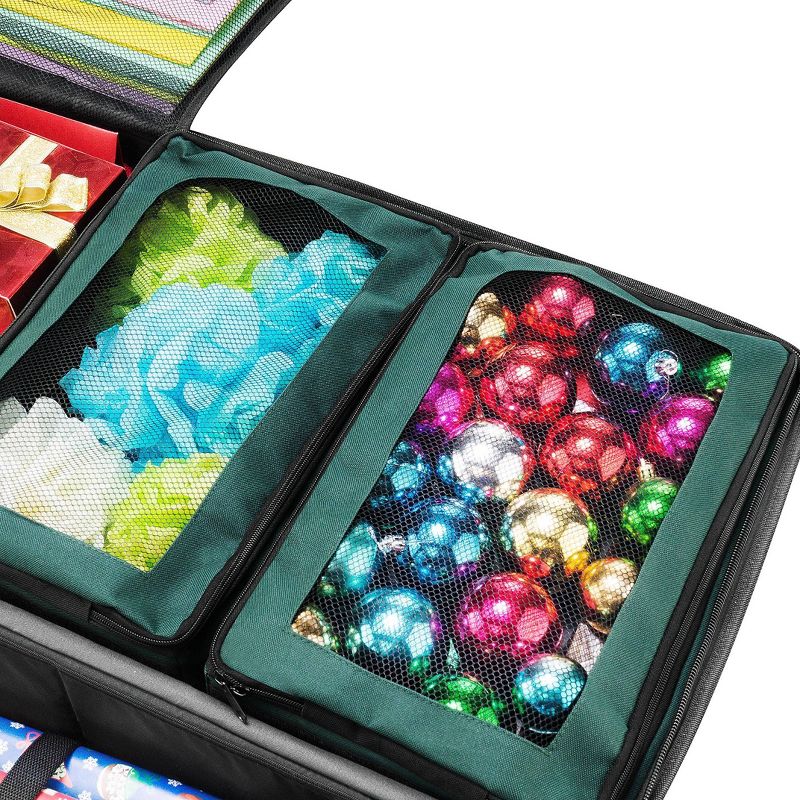 Elf Stor Premier Gift Wrap Rolling Storage Bag Holds Rolls Ribbons Bows and More Green