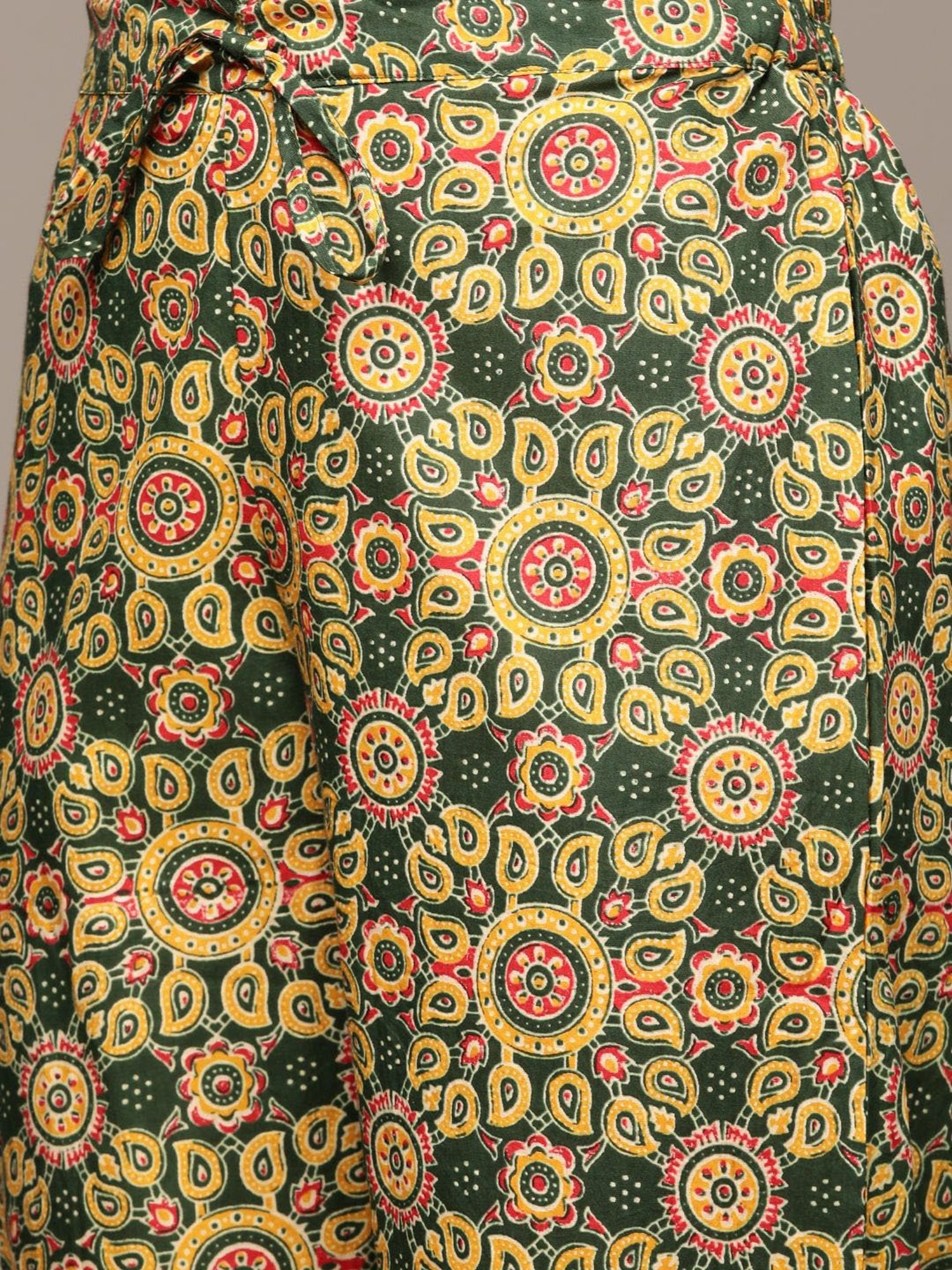 Anubhutee Yellow & Green Cotton Embroidered Kurta Pant Set With Dupatta