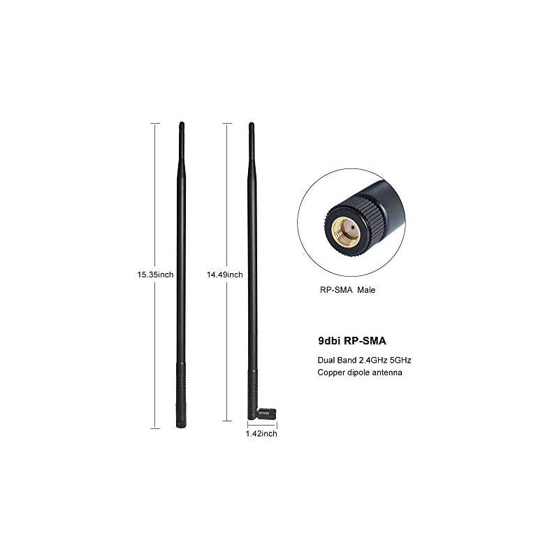 24GHz 58GHz Dual Band WiFi Antenna 2Pack OmniDirectional Wireless Antenna with RPSMA Connector for Wireless Network Router PCIPCIe Card USB Adapter IP Camera