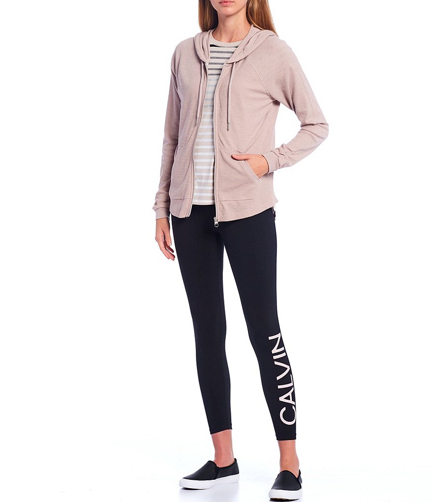 Splendid Knit Zip Up Drawstring Hoodie