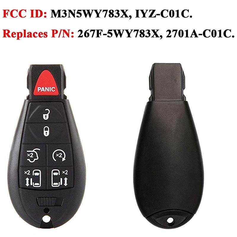 Button Replacement Car Key Fob Keyless Entry Remote M3N5WY83X IYZC01C for 20082015 Chrysler Town and Country20082014 Dodge Grand Caravan