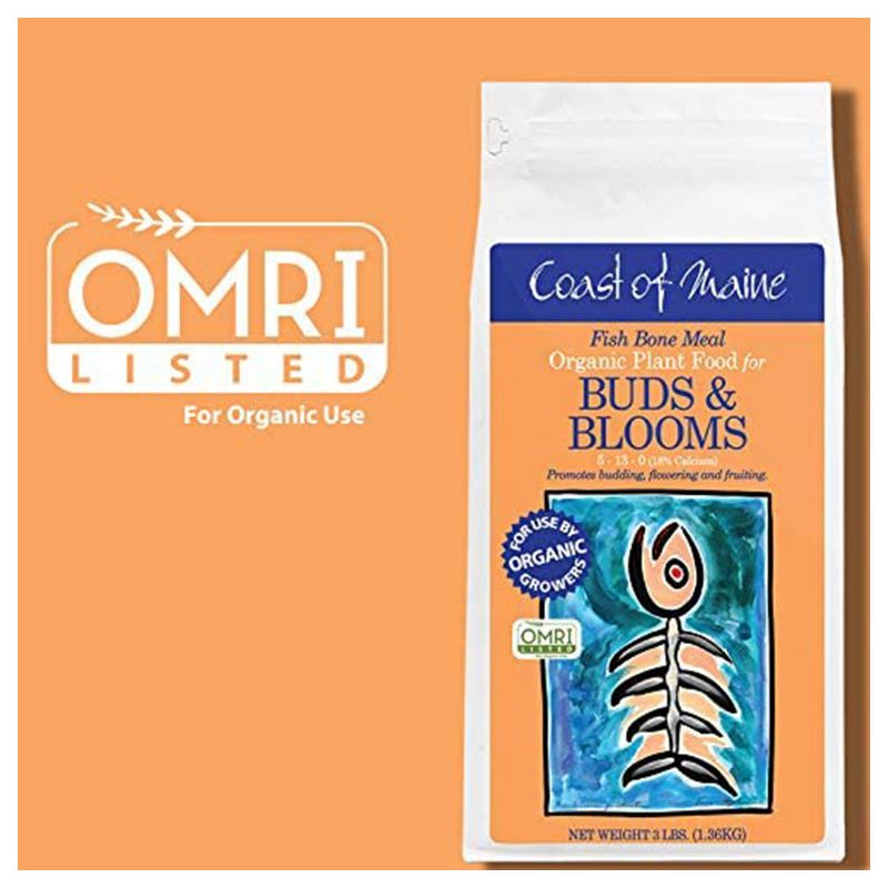 Coast of Maine OMRI Listed Fish Bone Meal Pack Organic Compost Potting Soil Blend for Container Gardens and Flower Pots, 3 Pound Bag
