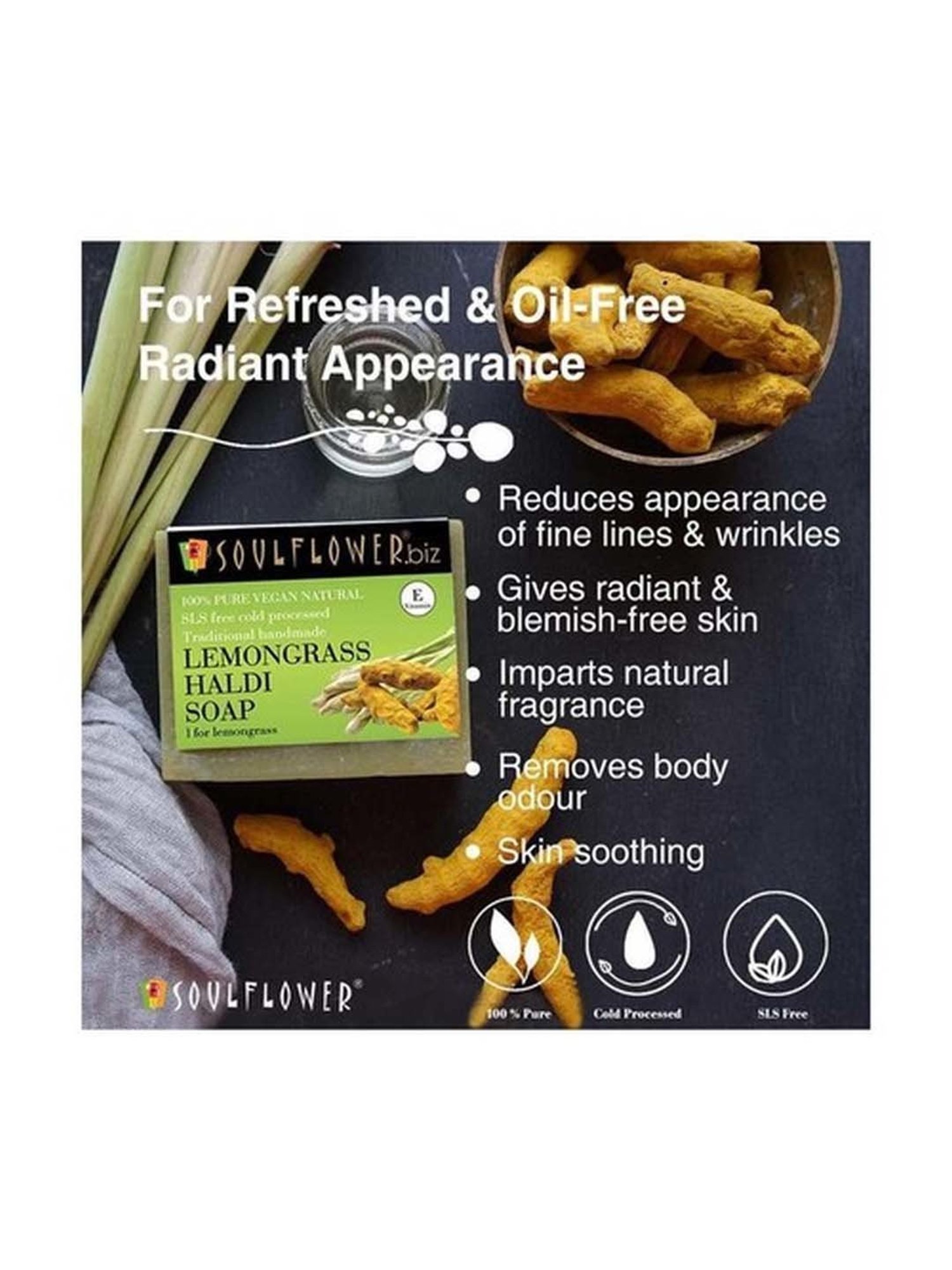 Soulflower Lemongrass Haldi Soap - 150 gm