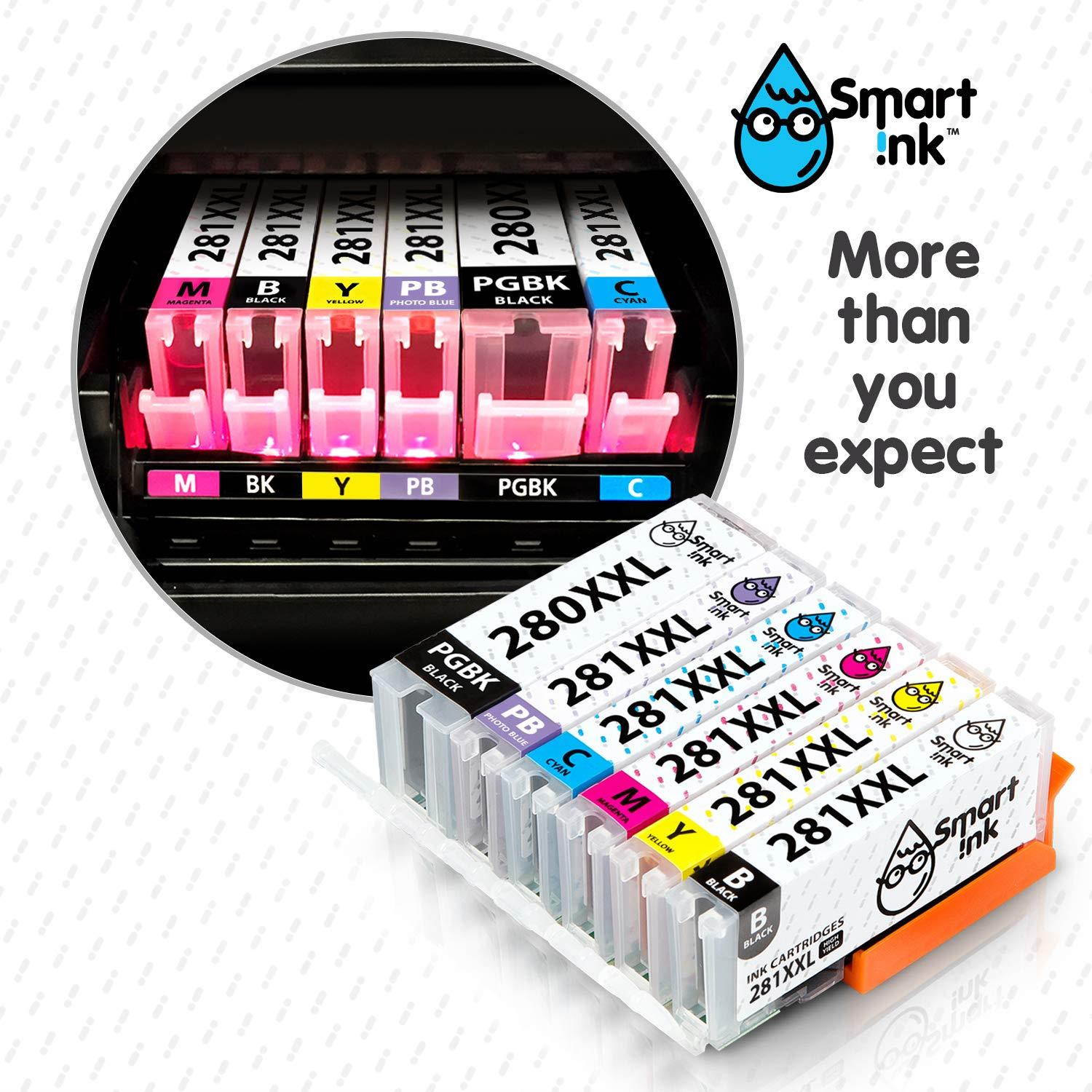 Smart Ink Compatible Ink Cartridge Replacement for Canon PGI-280XXL CLI-281XXL PGI 280 CLI 281 (PGBK & BK/C/M/Y/PB 6 Pack Combo) for Pixma TS8120 TS9120 TS8220