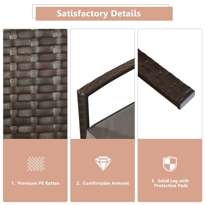 Costway 8PCS Rattan Patio Conversation Set Outdoor Furniture Set Garden w/ Cushion