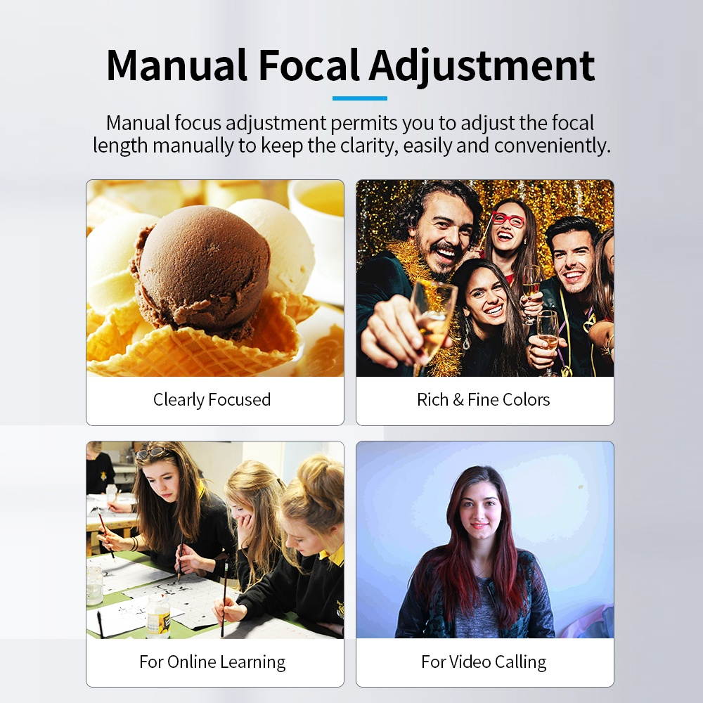 101JD 1080P 2MP High-Definition Webcam 30fps Web Camera Noise-reduction Microphone HD Laptop Computer Camera USB Plug & Play for Laptop Desktop TV Box