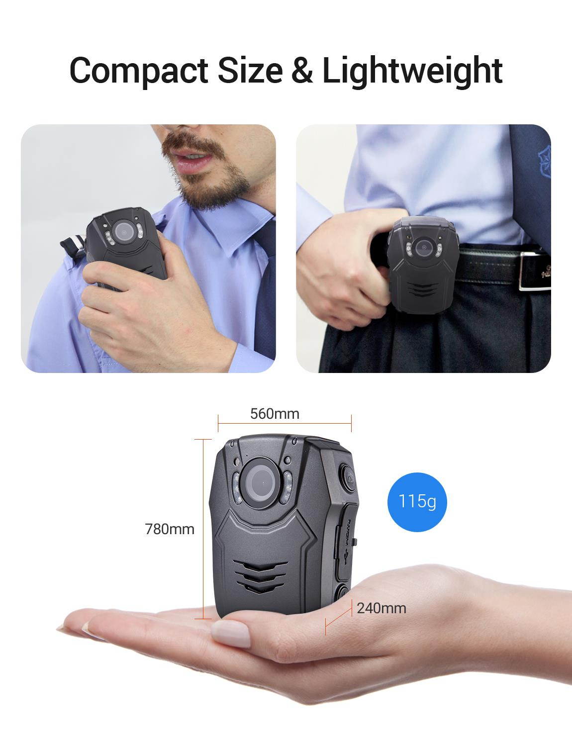 Boblov HD 1296P Body Worn Camera 64GB Police Security IR Night Vision 32MP Video