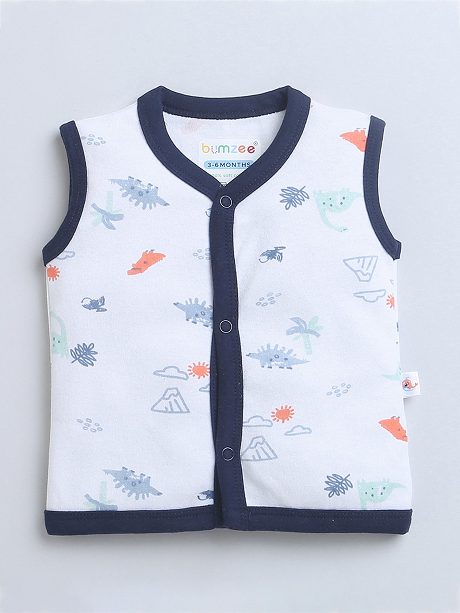 Bumzee Kids Navy & White Printed Jhablas (Pack Of 3)