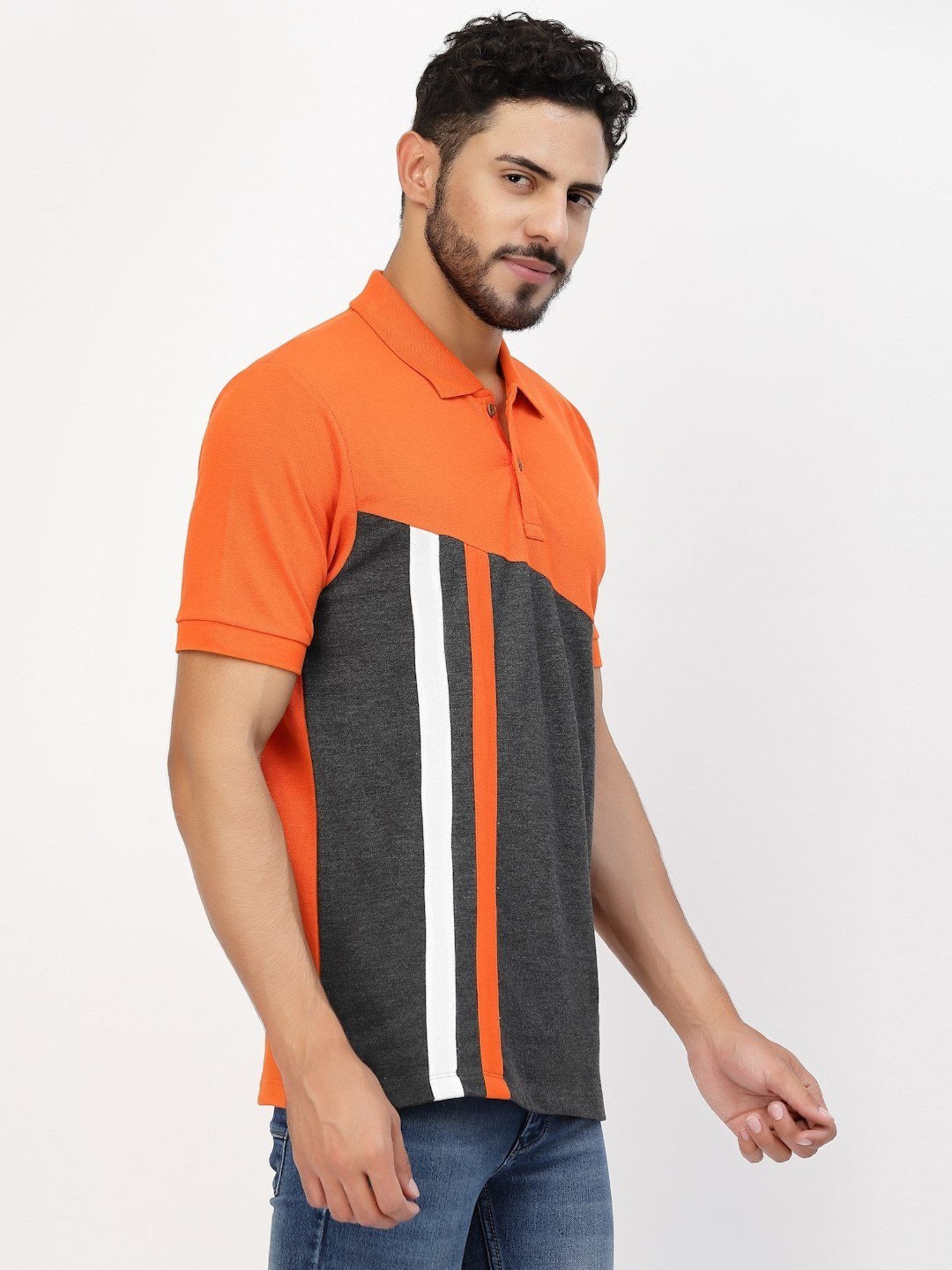 Kalt Multicolor Cotton Regular Fit Colour Block Polo T-Shirt