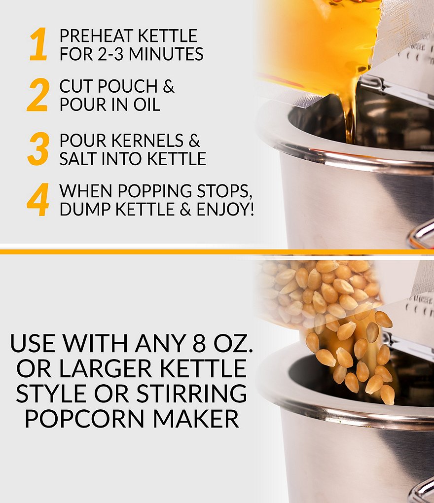 Nostalgia Electrics Best Tasting Premium 8-Ounce Popcorn, Oil & Seasoning Salt All-In-One Packs - 24 Count