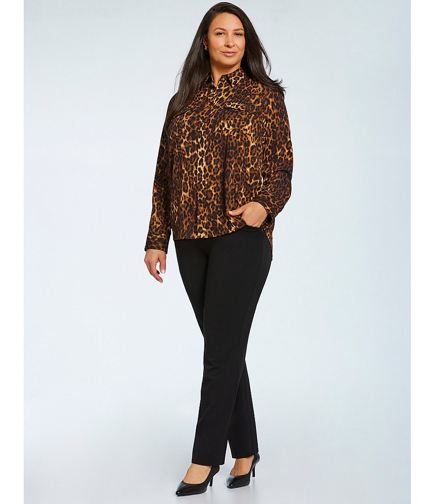 Investments Plus Size the PARK AVE fit Pull-On Straight Leg Pant with Pockets