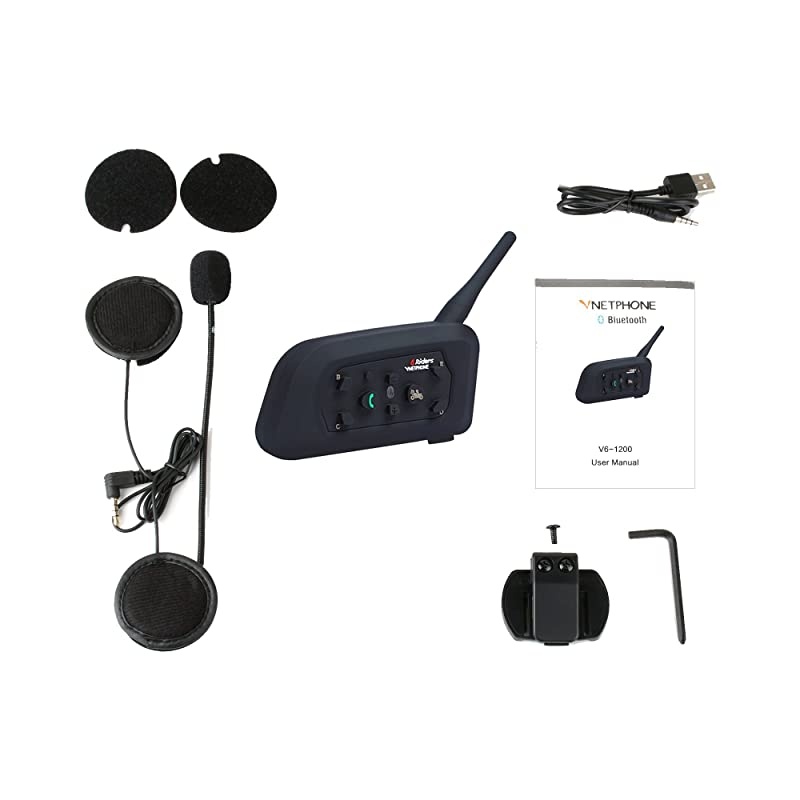 Motorcycle V6 Bluetooth Intercom 1200M Full Duplex Motorbike Snowmobile Helmet Skiing Communication Interphone Headset Waterproof 6 RidersSingle