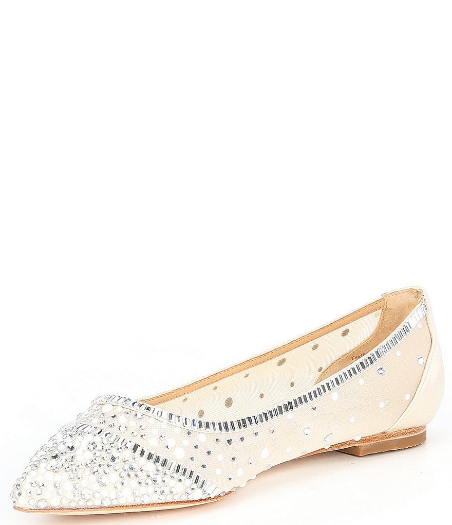 Badgley Mischka Babette Rhinestone Embellished Dress Flats