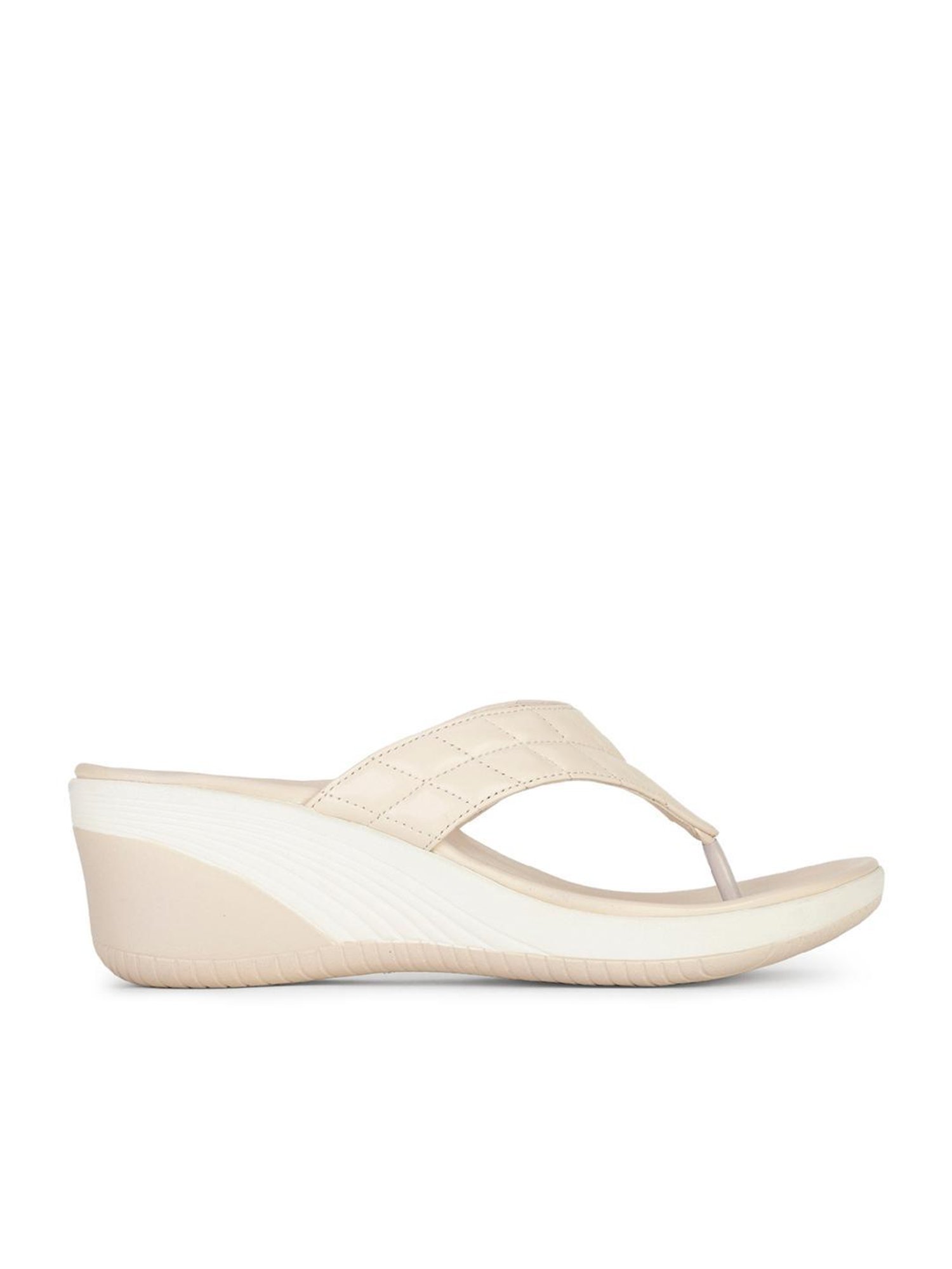 Bata Women's Beige Thong Wedges