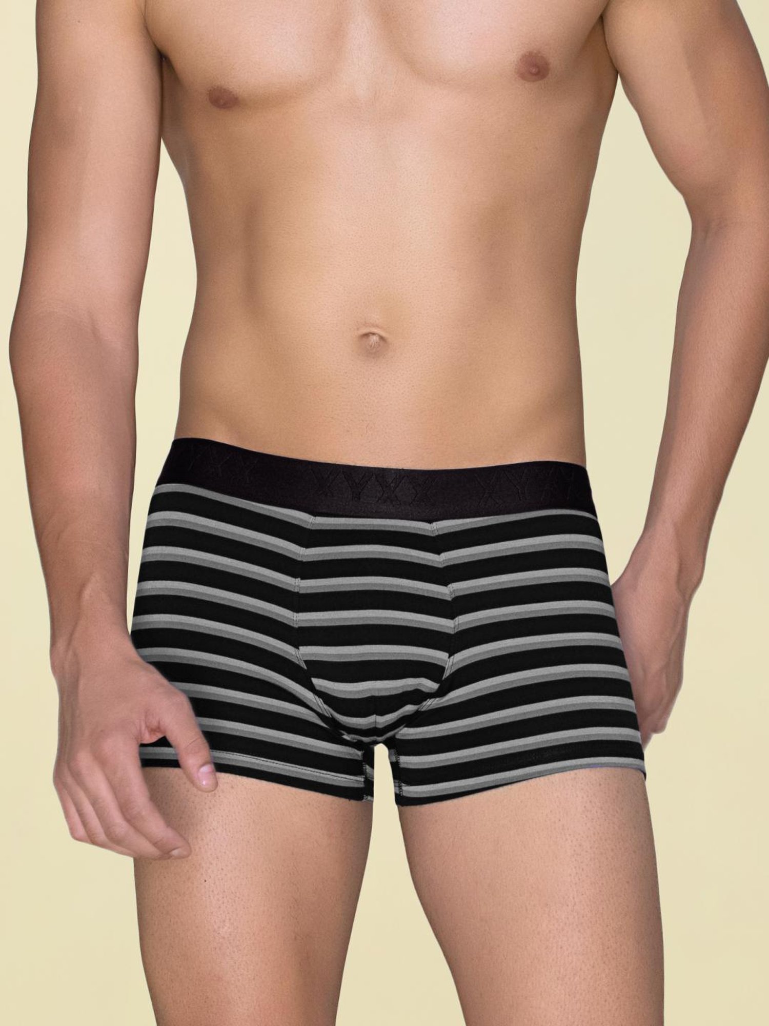 XYXX Pacific Blue & Black Noir Slim Fit Striped Trunks - Pack Of 2