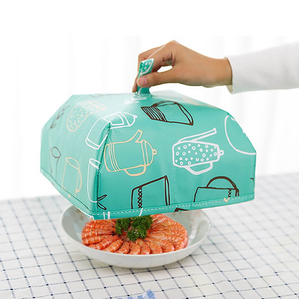 Cups Square Waterproof Foldable Insulated Food Cover with Aluminum Foil Winter Table Hot Food Insulation Dish Cover Kitchen Tool - Size S