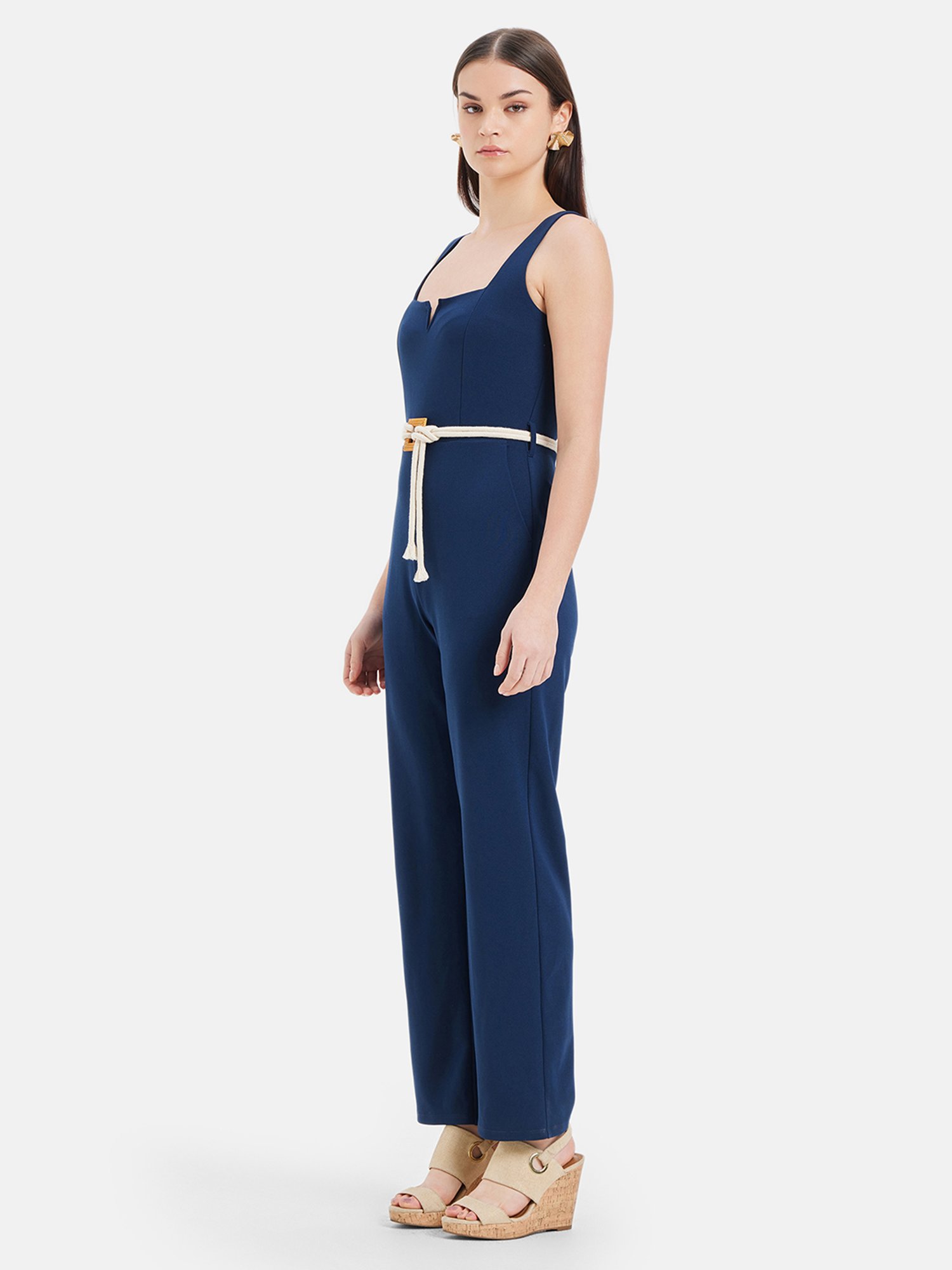 Kazo Navy Jumpsuit With Belt