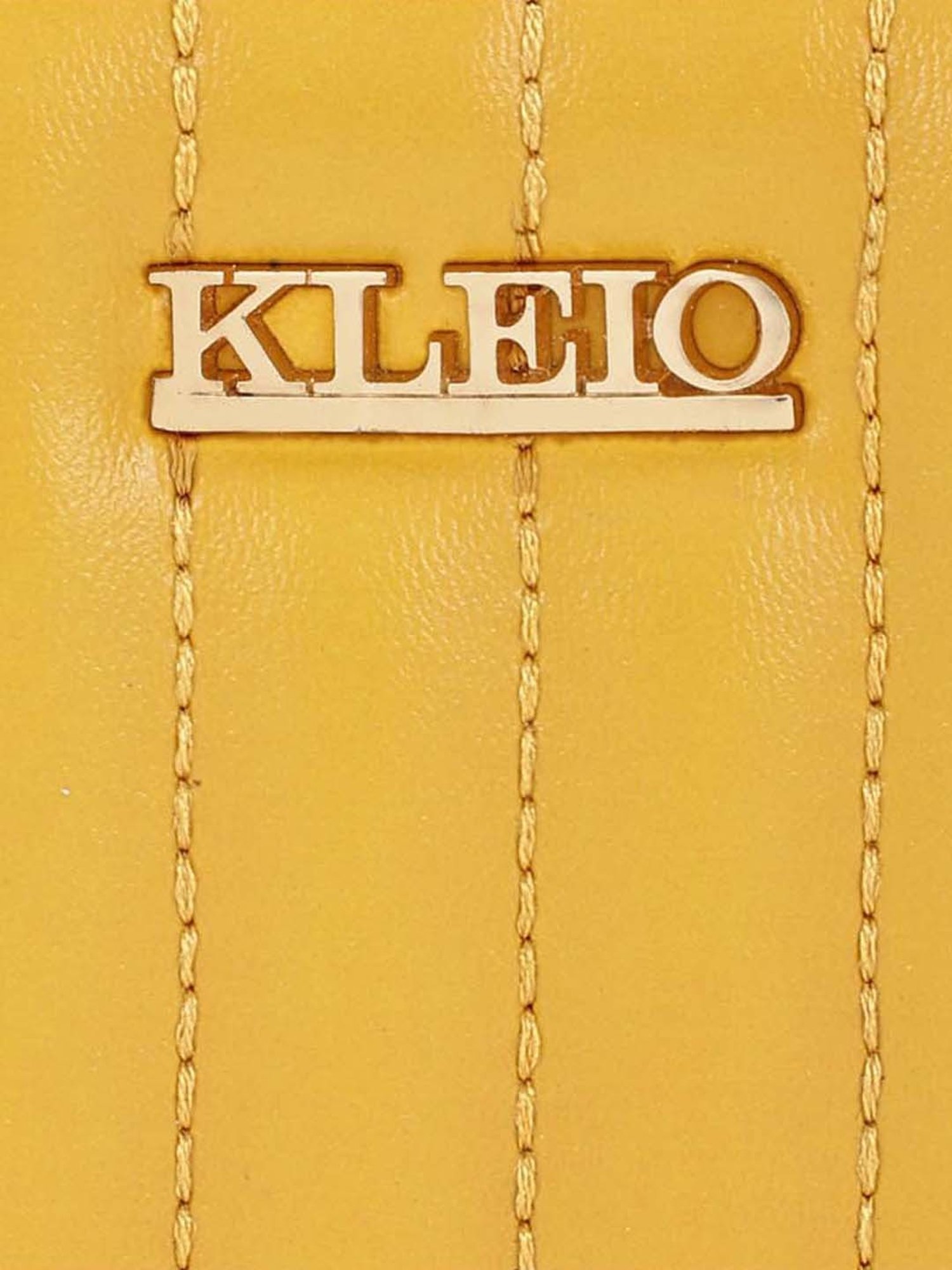 KLEIO Yellow Quilted Zip Around Wallet for Women