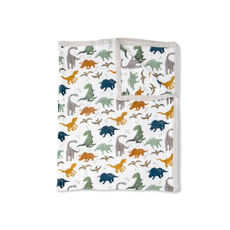 Little Unicorn XL Big Kid Cotton Muslin Quilt - Dino Friends