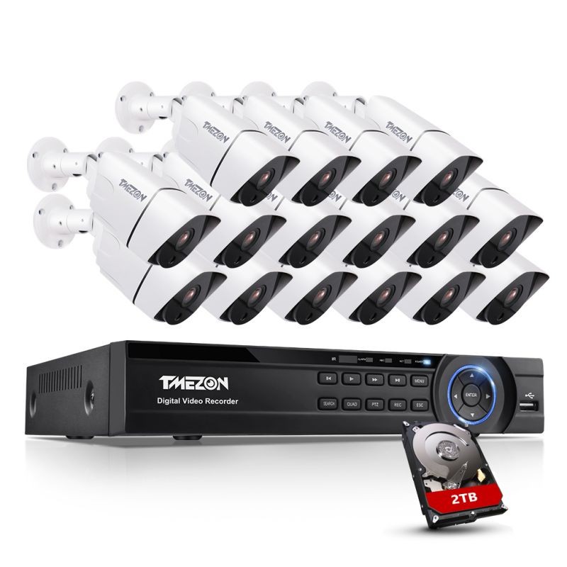 TMEZON 4K Ultra HD CCTV Camera System, 16 Channel H.265+ 4K (3840x2160) Video DVR with No Hard Drive 8 x 4K (8.0MP) IP66 Weatherproof Bullet Surveillance Cameras, IR Night Vision Security Kit