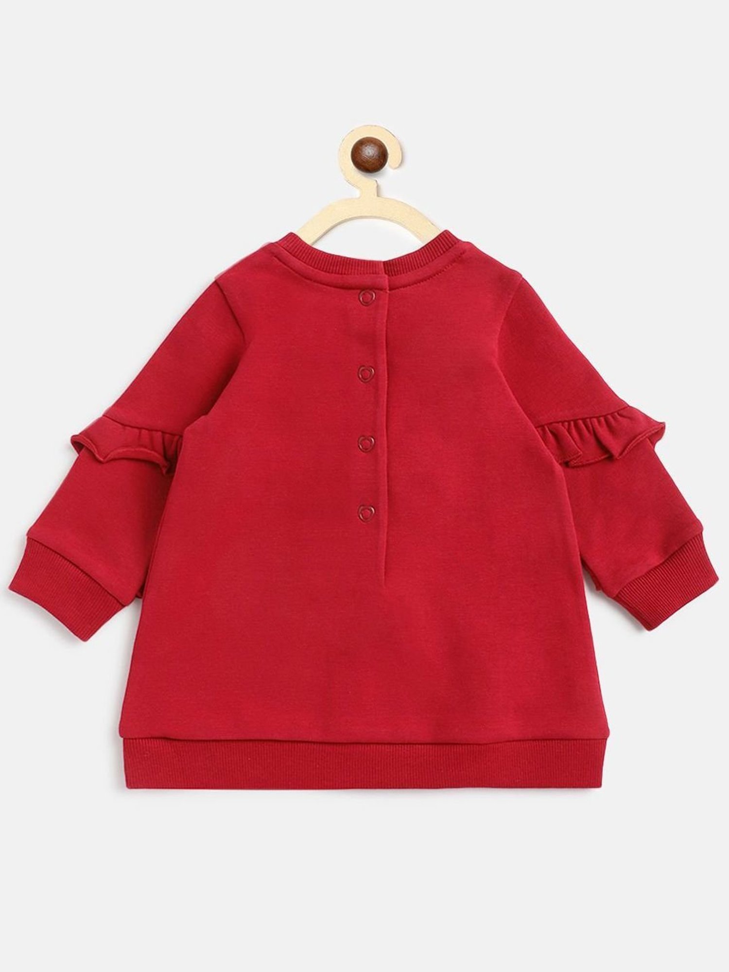 Chicco Kids Red Cotton Printed Full Sleeves Dress