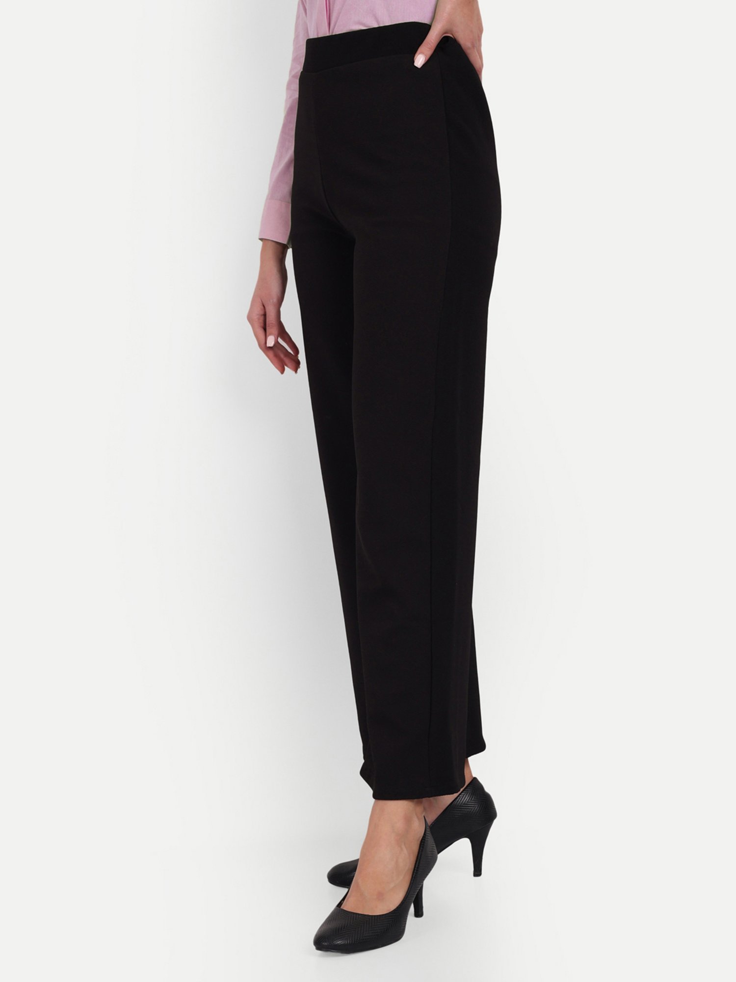 Broadstar Black Relaxed Fit High Rise Trousers