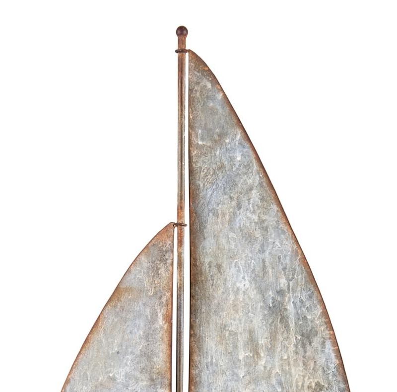 Rustic Distressed Metal Sailboat Hanging Wall Shelf - Foreside Home & Garden