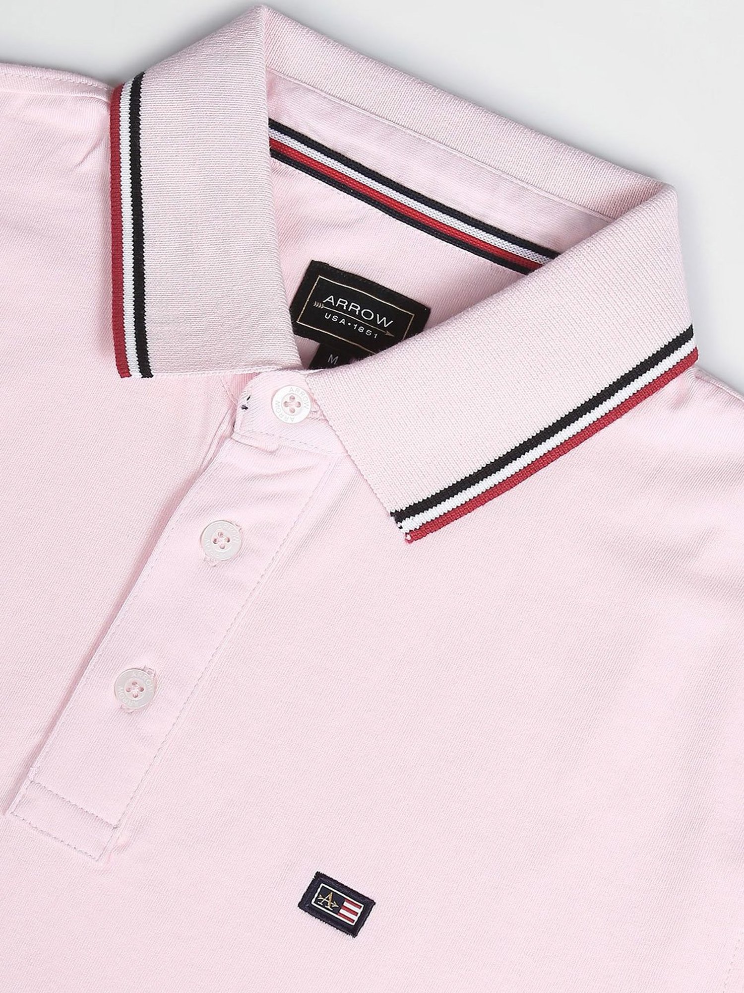 Arrow Sport Light Pink Cotton Regular Fit Polo T-Shirt