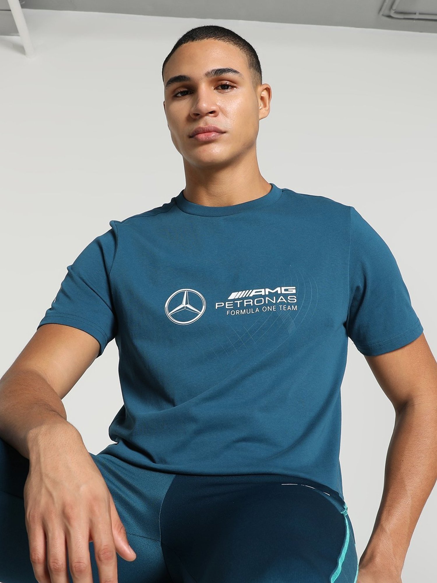 Puma Mercedes-AMG Petronas Motorsport Ocean Tropic Cotton Regular Fit Printed Sports T-Shirt