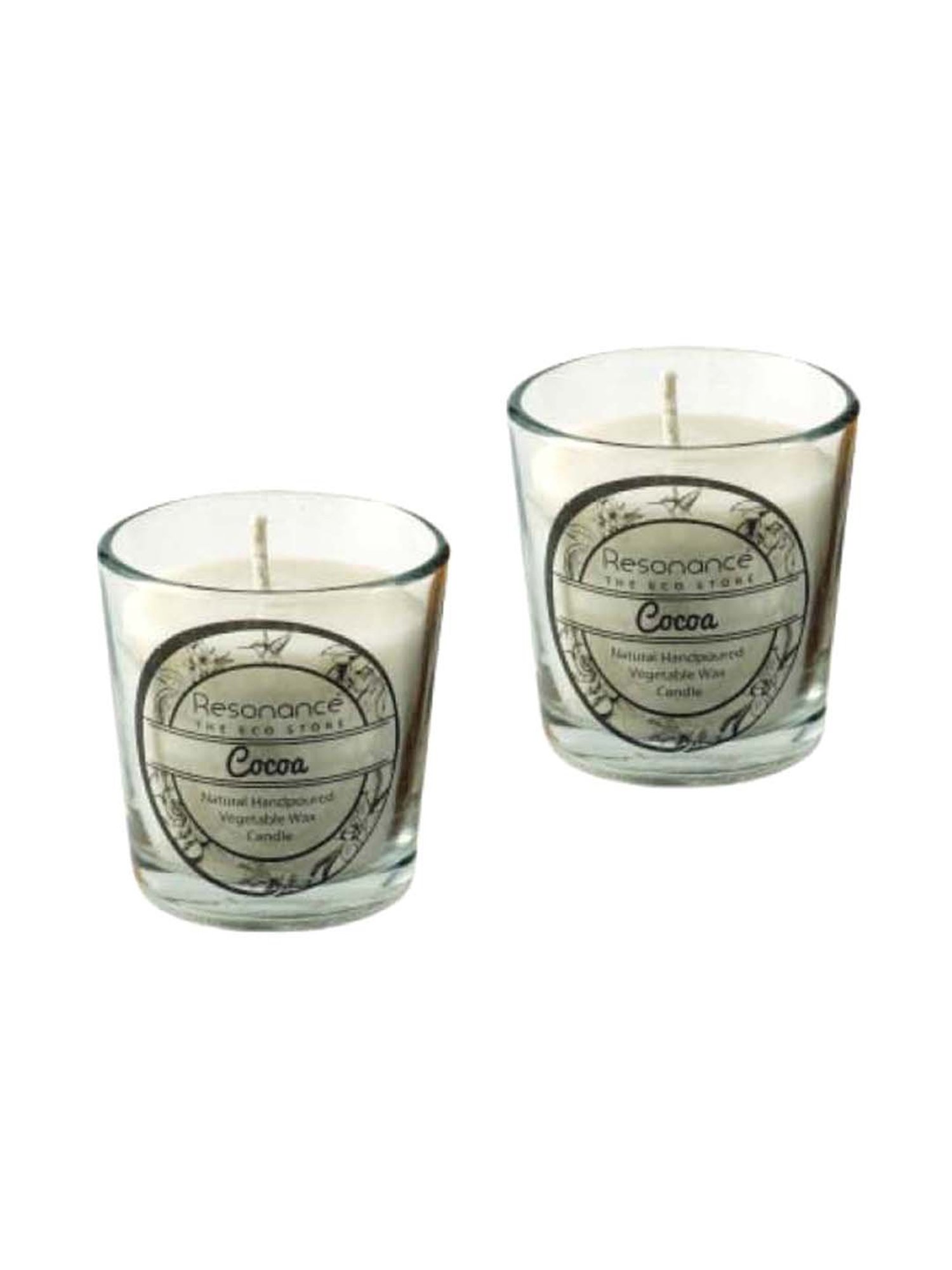 RESONANCE White Soy Wax Scented Aromatic VEGAN Candles (Cocoa) - Set of 4