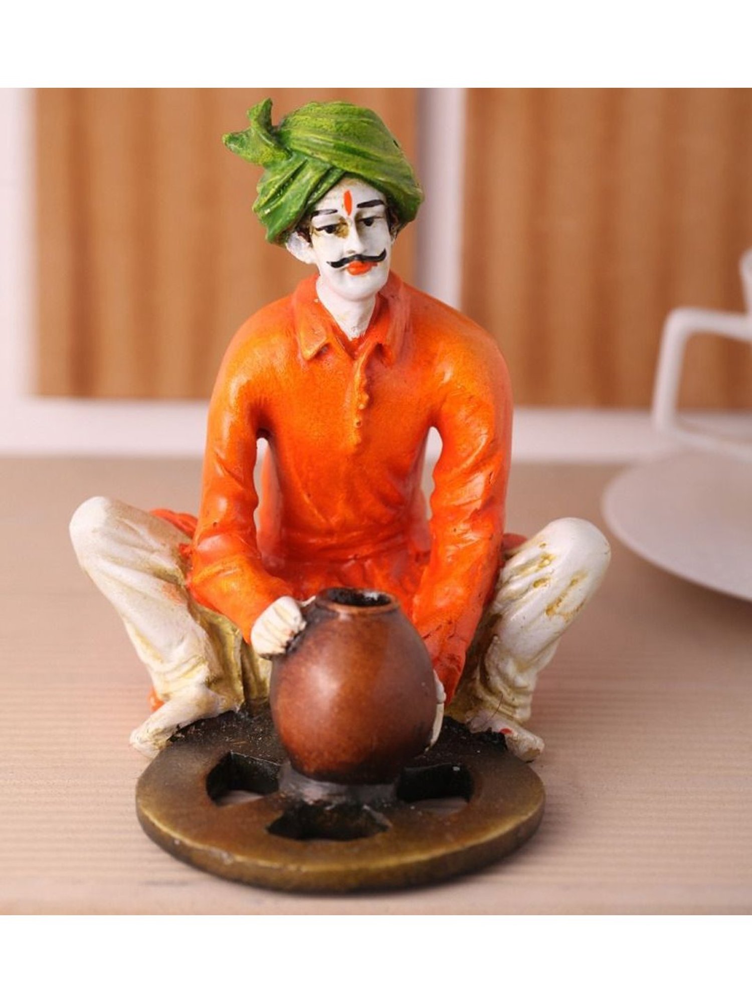 eCraftIndia Rajasthani Craftmen Making Pot Handcrafted Decorative Polyresin Showpiece