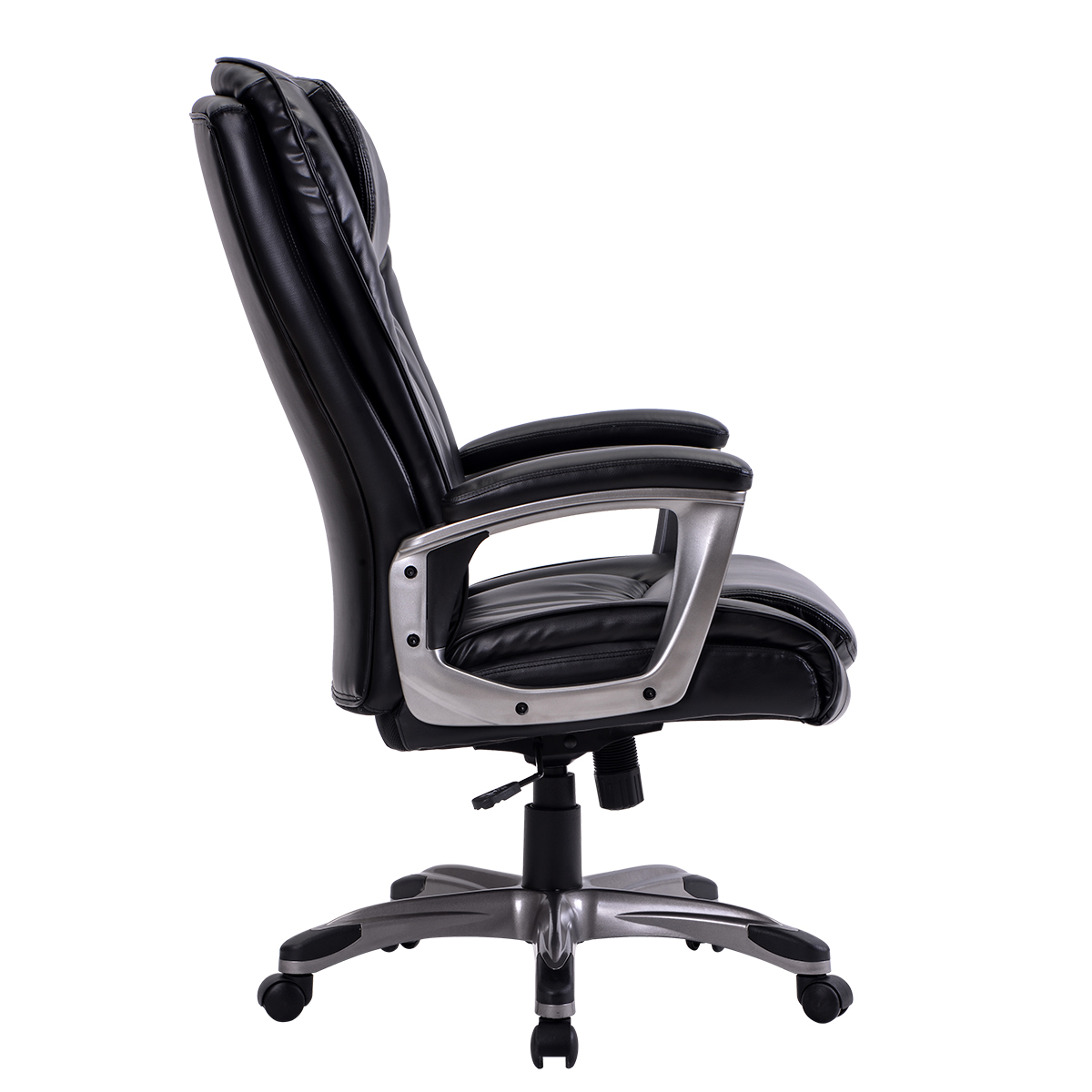Homeoffice High-Back PU Leather Chair with Casters, Swivel, Adjustable Office Desk Chair, Black