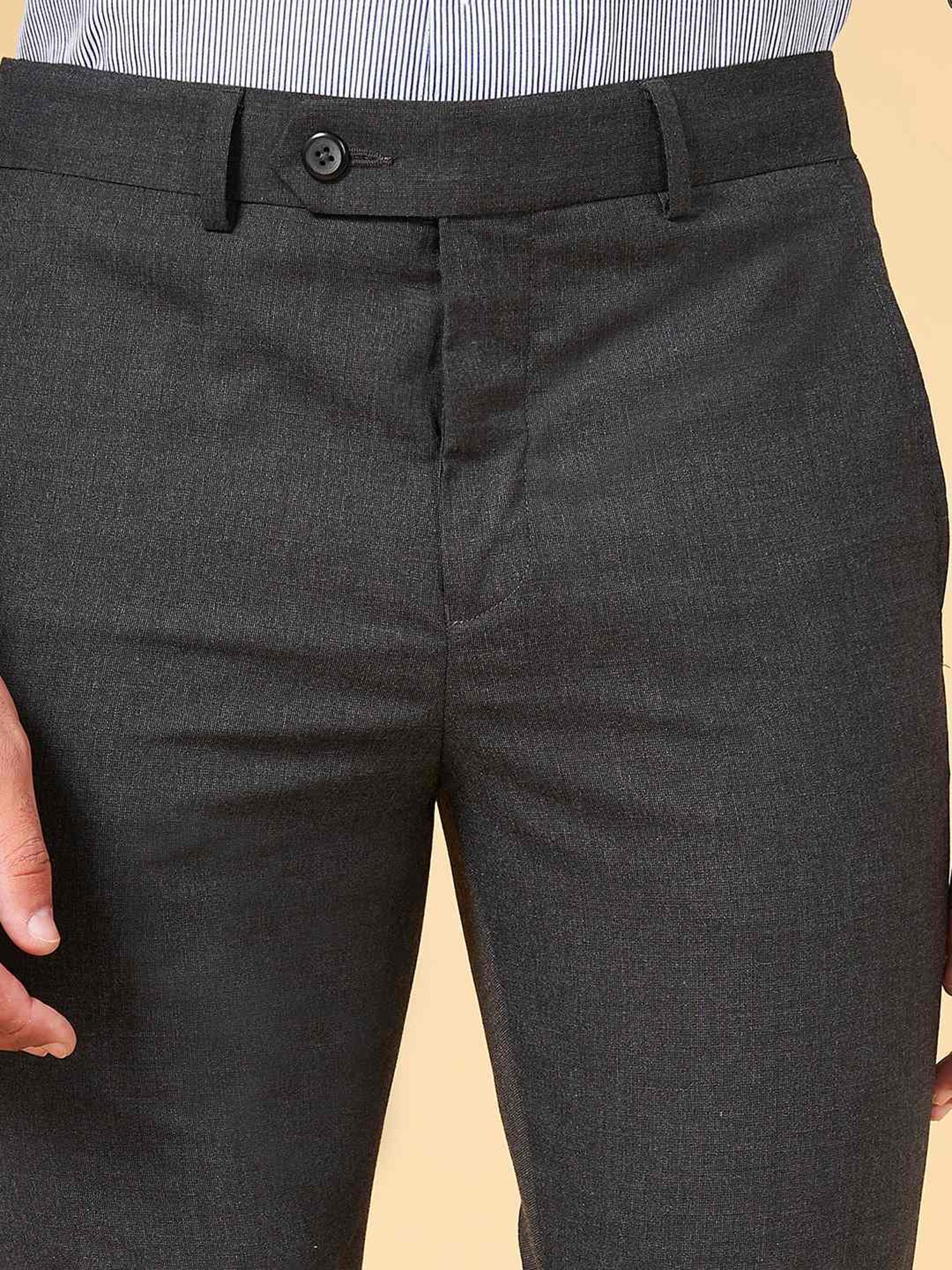 Byford By Pantaloons Charcoal Slim Fit Trousers