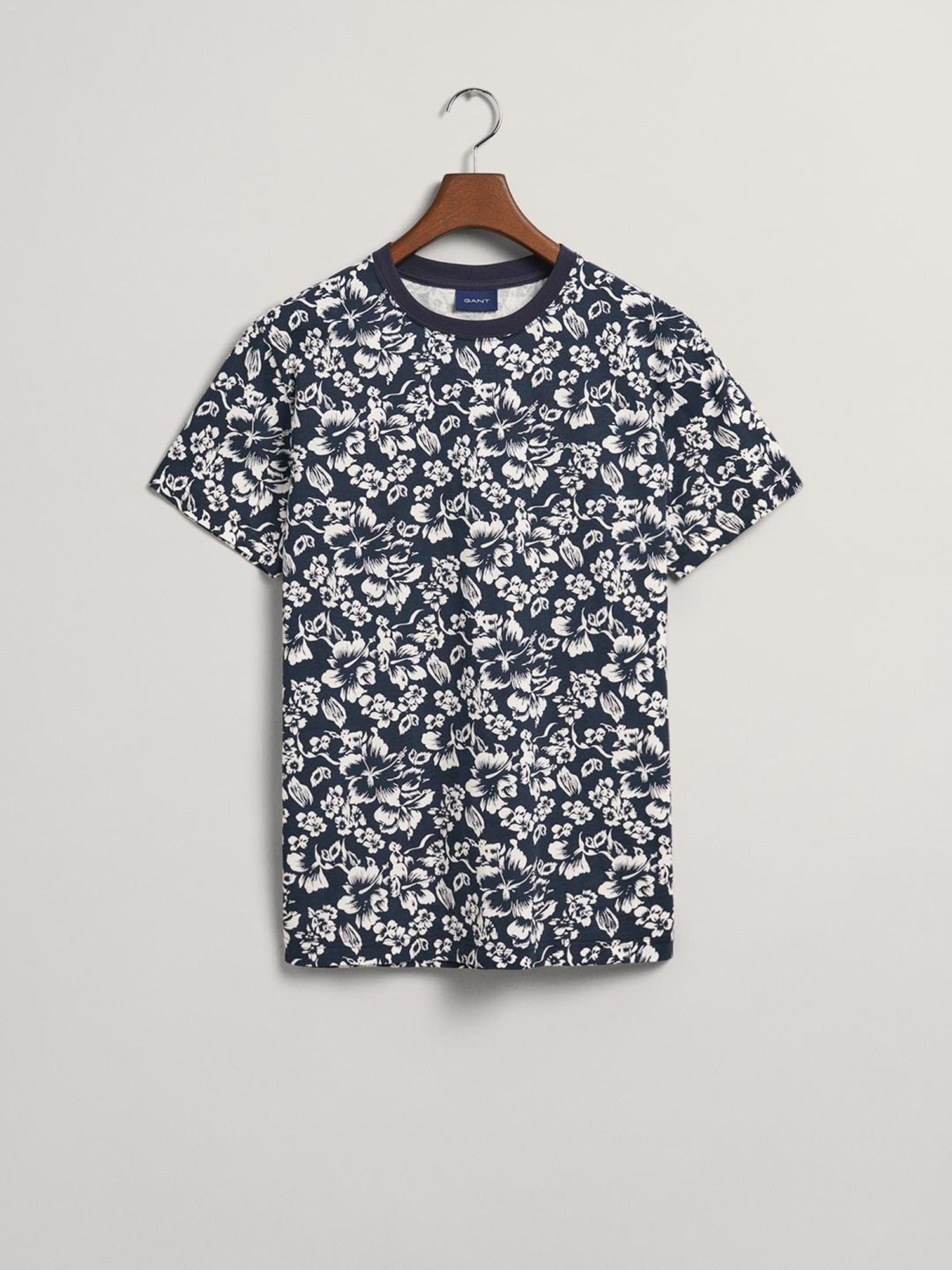GANT Blue Cotton Regular Fit Printed T-Shirt