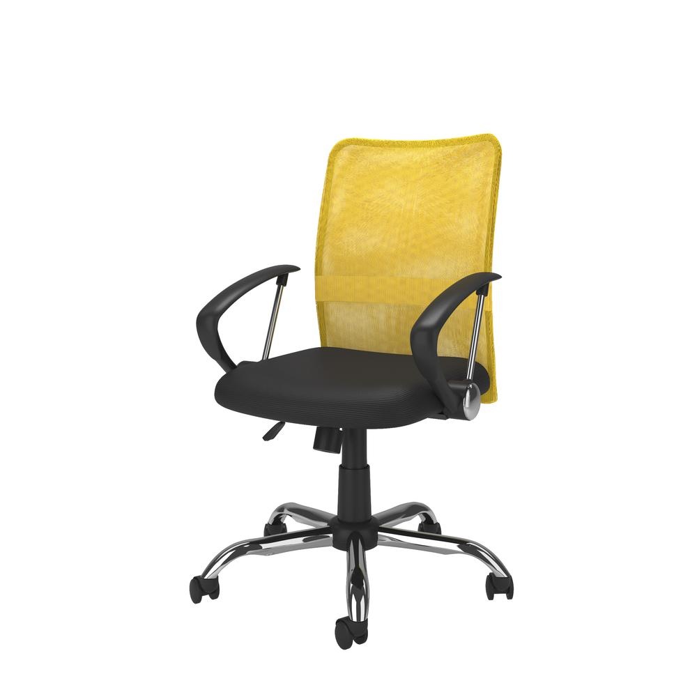 Workspace Office Chair with Contoured Yellow Mesh Back