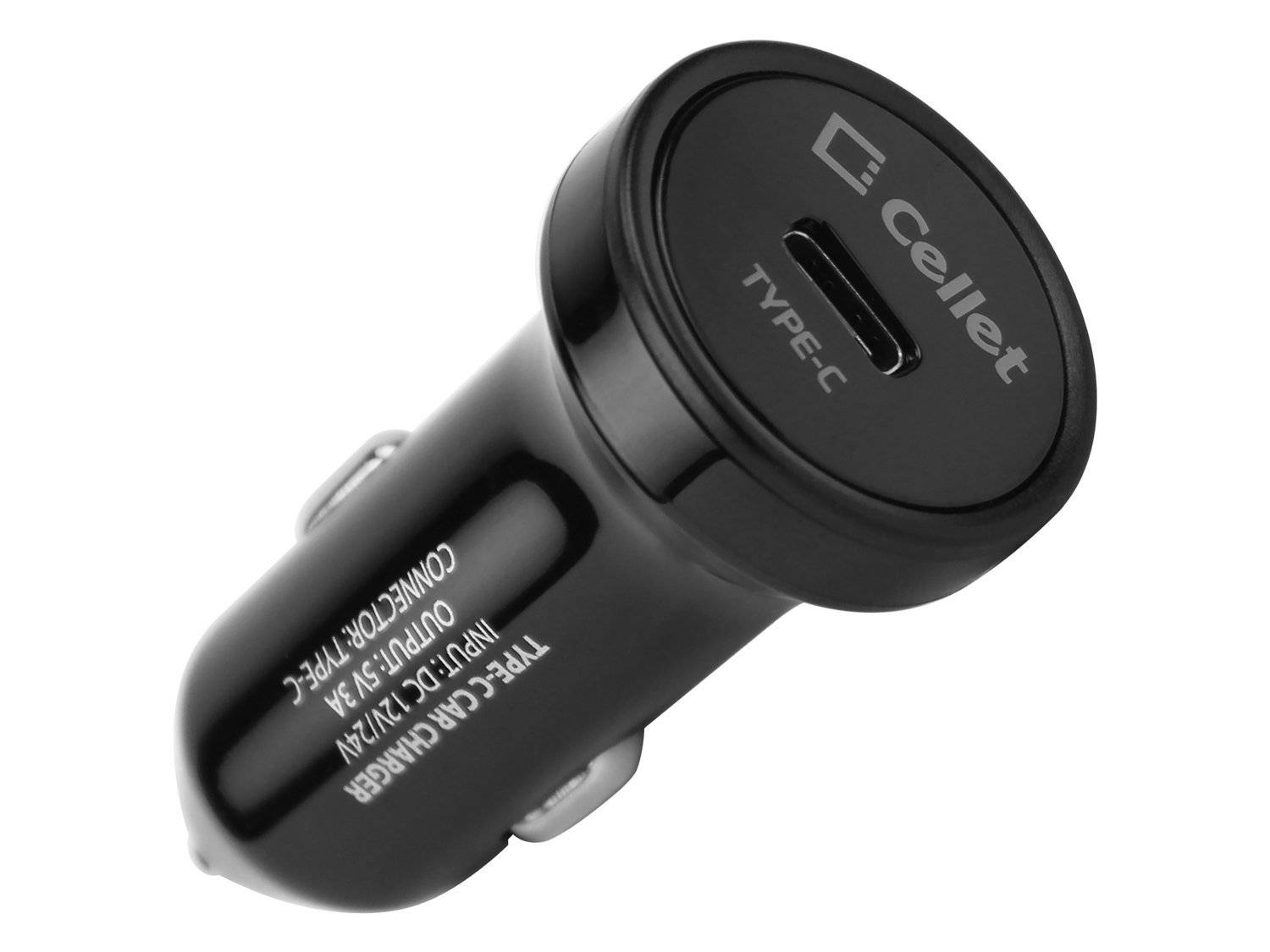 Cellet Made High Powered 3 Amp (15 Watt) USB-C (Type-C) Car Charger for Apple iPad Pro 11-inch, Pro 12.9-inch &ndash; Black (Cable is not Included)