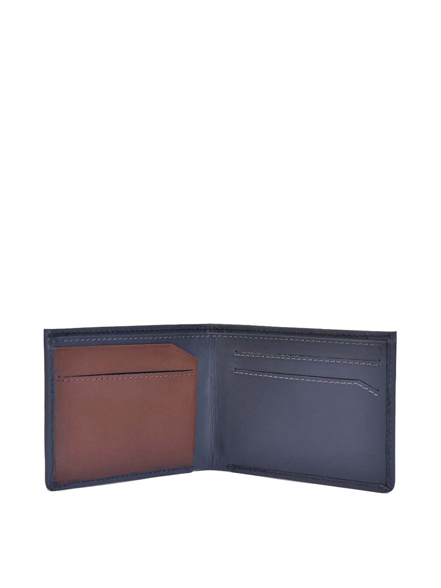 BELWABA Navy Casual Leather Bi-Fold Wallet for Men