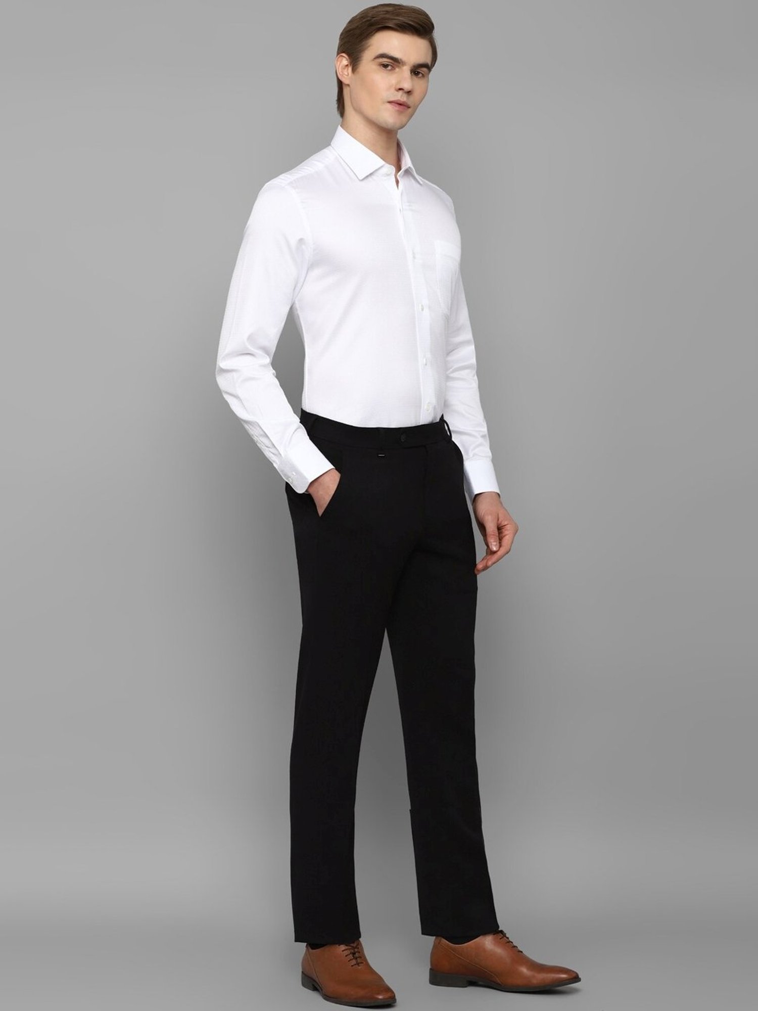 Luxure By Louis Philippe White Cotton Slim Fit Printed Shirt