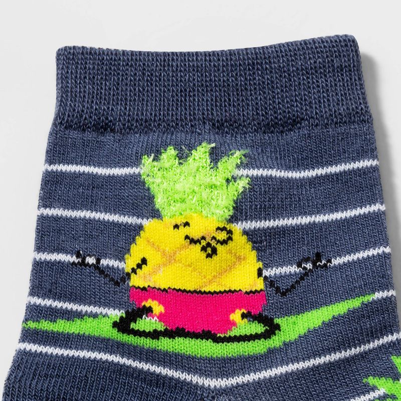 Women's Peaceful Pineapple Ankle Socks - Xhilaration™ Denim Heather 4-10