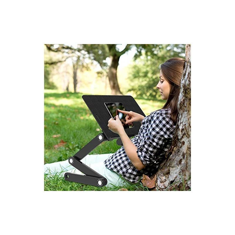 Adjustable Laptop Stand Portable Laptop Table Stand with 2 CPU Cooling FansDetachable Mouse Pad Ergonomic Lap Desk TV Bed Tray Standing Desk
